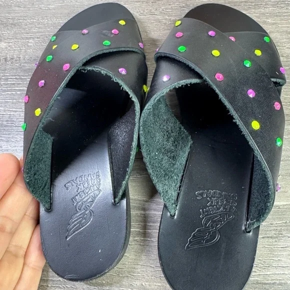 Ancient Greek Sandals Swarovski Leather sandals size 29/US toddler 12 EUC RARE - Picture 7 of 8